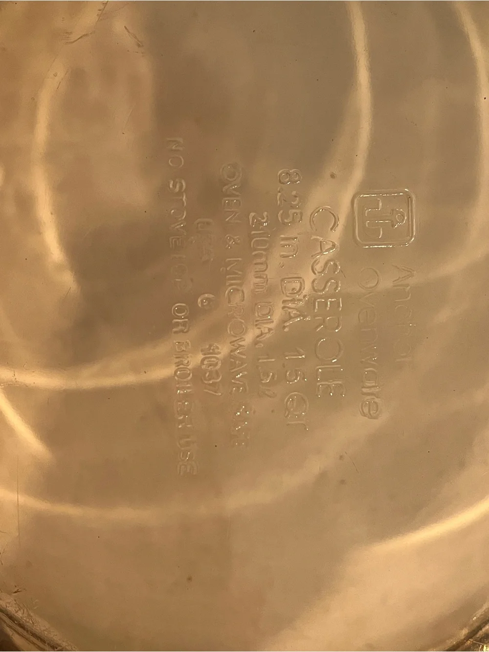 Anchor Hocking Amber Glass Casserole Dish with Dual Handles